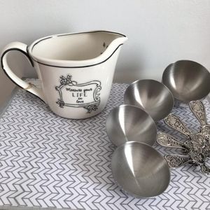 Kirkland’s Ceramic measuring cup and metal cross spoons